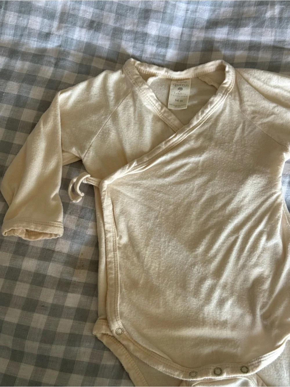 Organic Wrap One-Piece in Cream - Gentle Long Sleeve Bodysuit